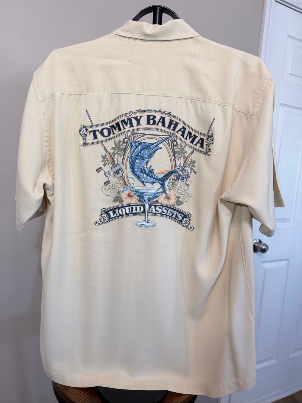 Tommy Bahama Men's Short Sleeve Camp Shirt in Light Cream